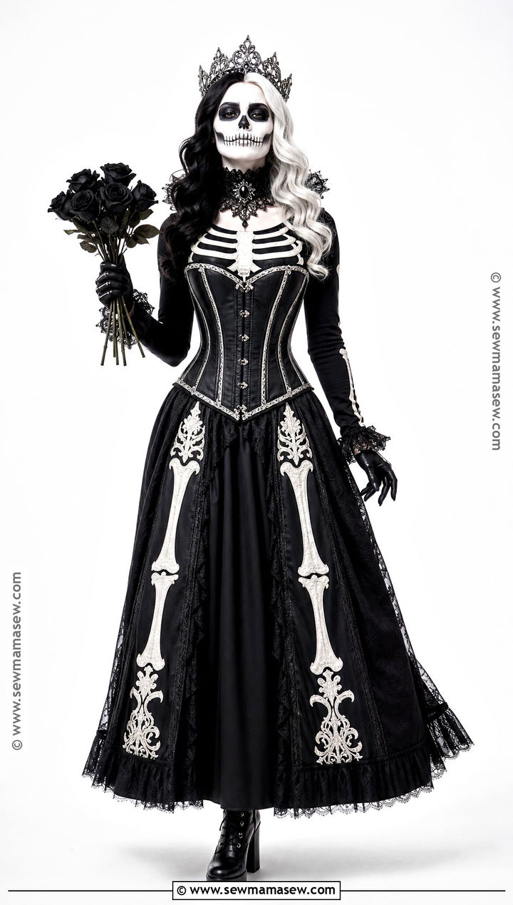 Black Corset Skeleton Queen Costume - 40 black corset halloween costume ideas