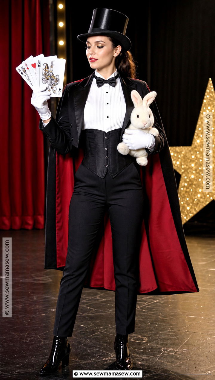Black Corset Stage Magician Costume - 40 black corset halloween costume ideas