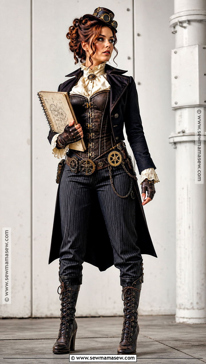 Black Corset Steampunk Inventor Costume - 40 black corset halloween costume ideas