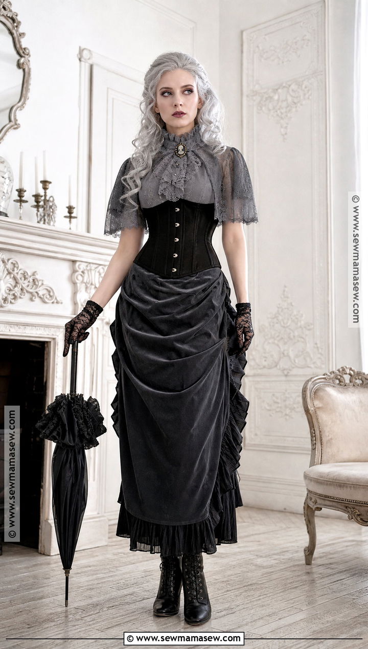 Black Corset Victorian Ghost Costume - 40 black corset halloween costume ideas