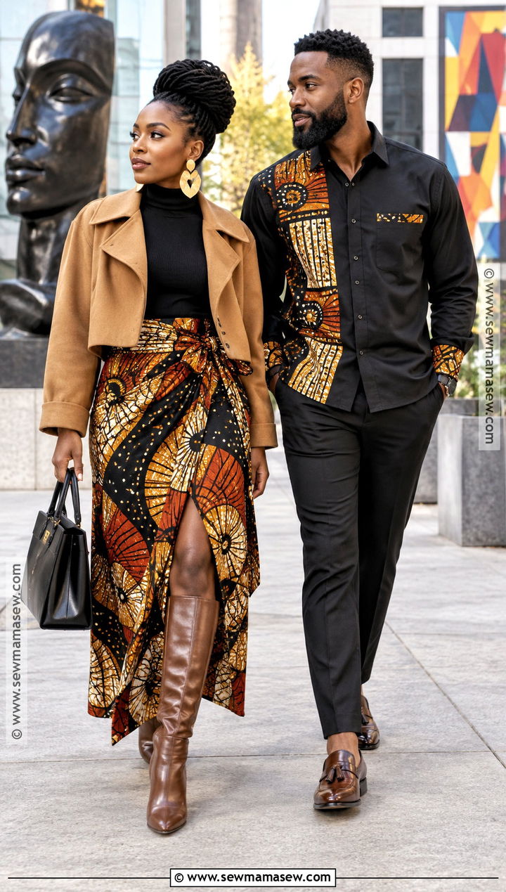 Black Couple African Print Fall Outfit - 15 Black Couples Fall Outfits
