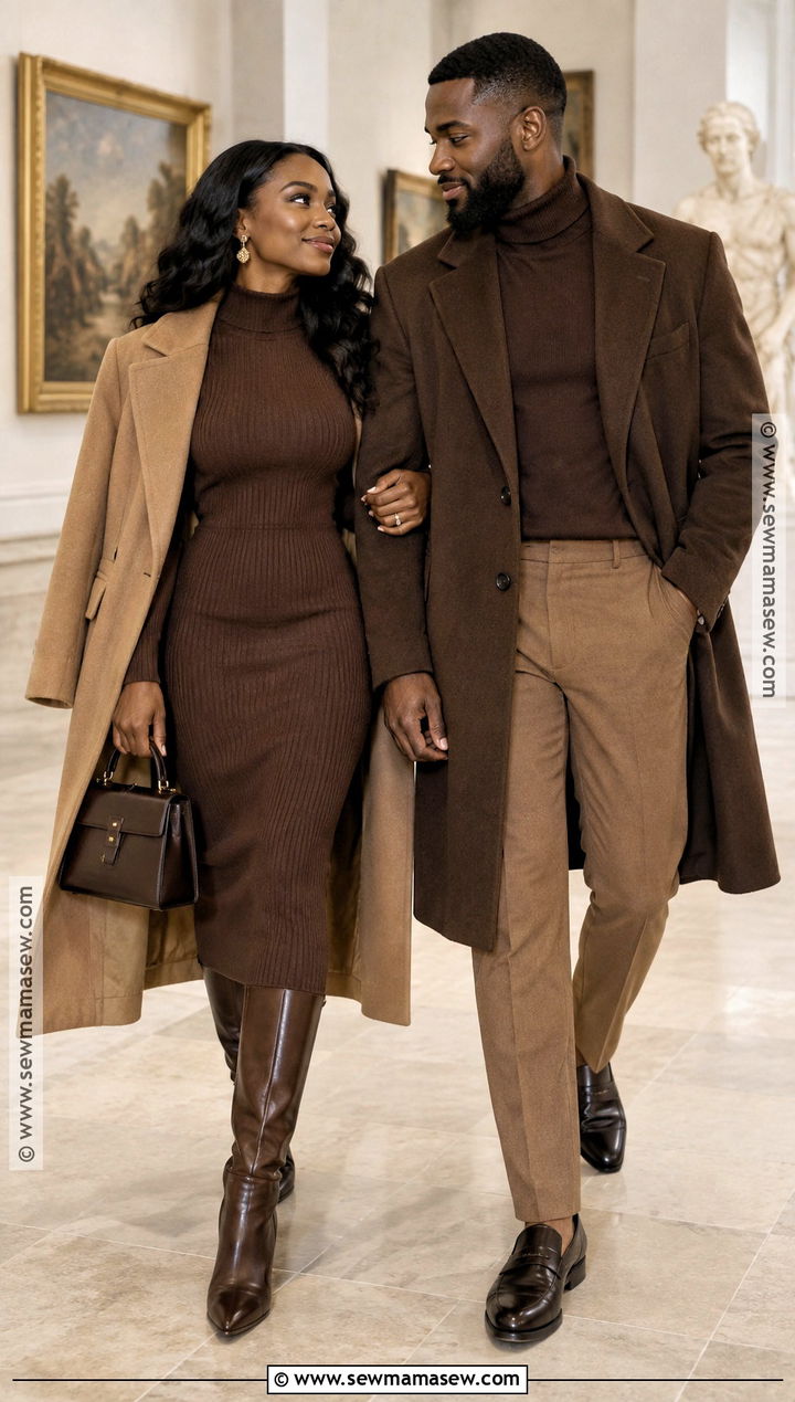 Black Couple Sweater Dress And Turtleneck Outfit - 15 Black Couples Fall Outfits