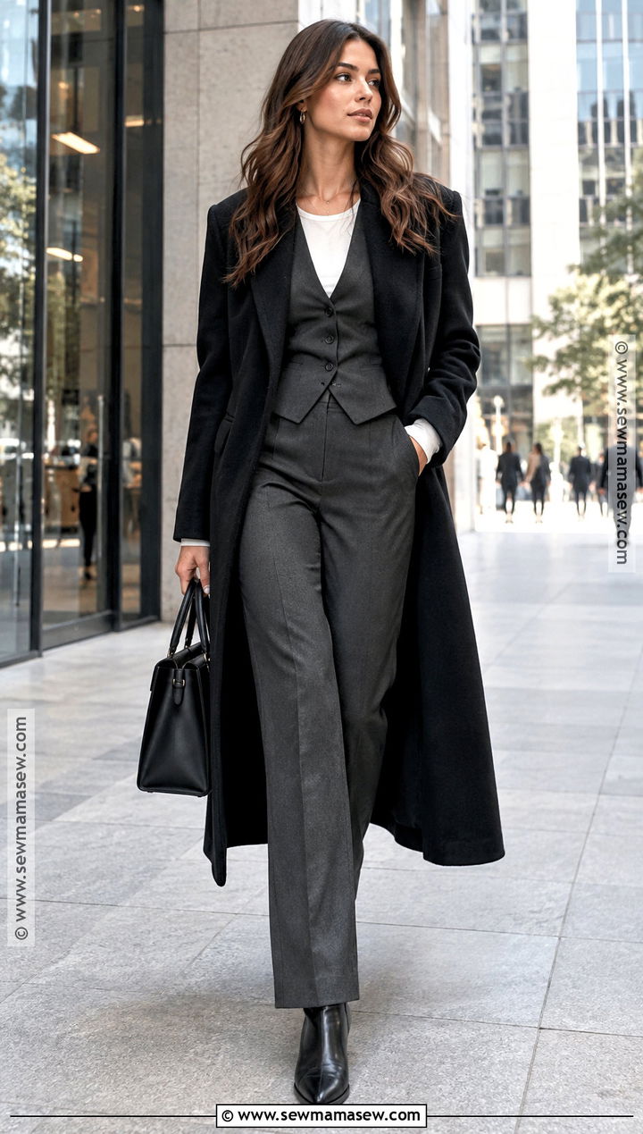 Black Cowboy Boots With Tailored Vest And Trousers - 20 Cowboy Boot Fall Outfits