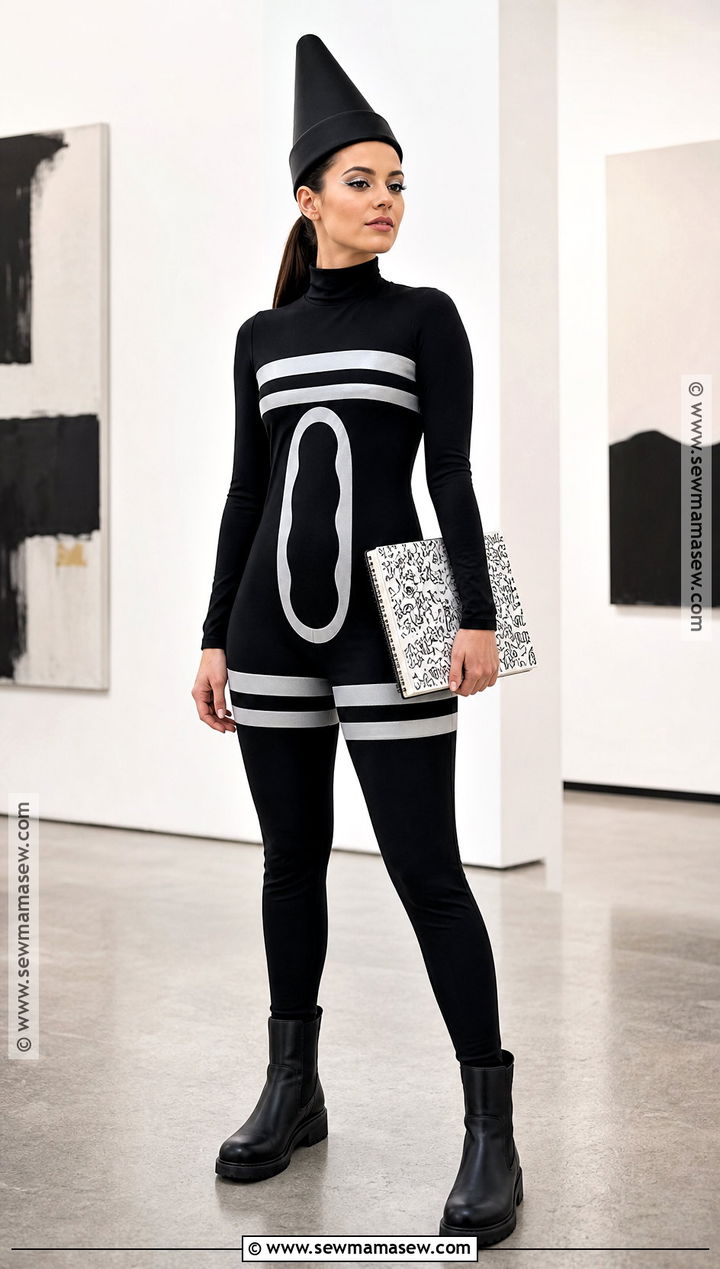 Black Crayon Costume With Silver Details - 35 crayon costume ideas