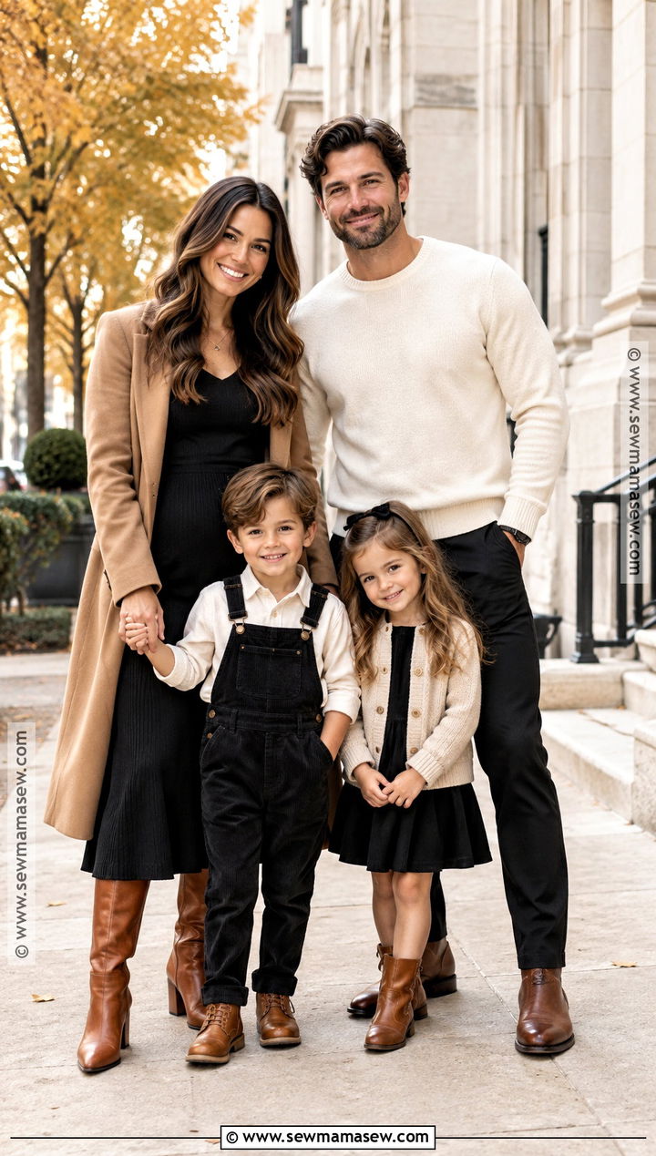 Black Cream And Cognac Family Outfits - 15 fall family photos neutral outfits