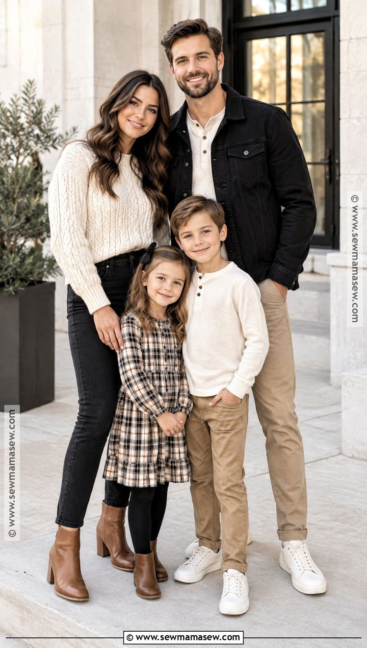 Black Cream And Plaid Family Outfit - 15 casual fall picture outfits for family