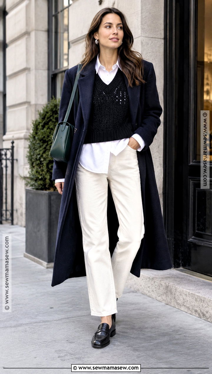 Black Crochet Sweater Vest With White Shirt - 15 black crochet sweater fall fashion ideas