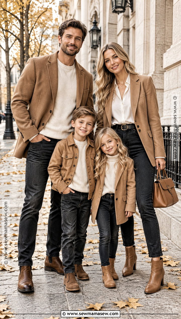 Black Denim And Camel Family Photos - 20 denim fall family photos ideas