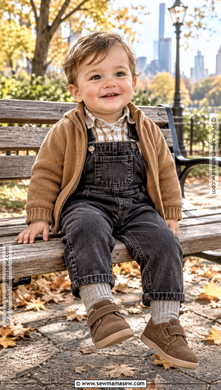 Black Denim Baby Boy Overalls With Check Shirt - 15 baby boy overalls outfit fall