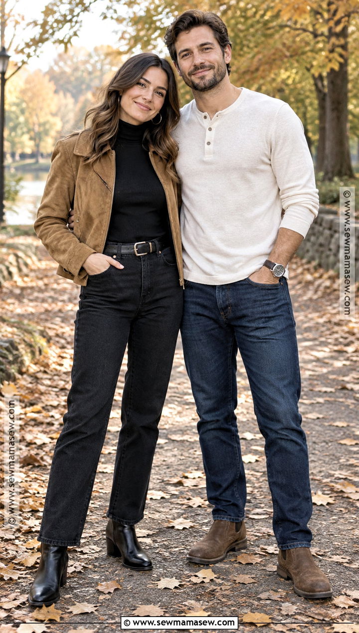 Black Denim Fall Engagement Outfit - 15 fall engagement pictures black outfit ideas
