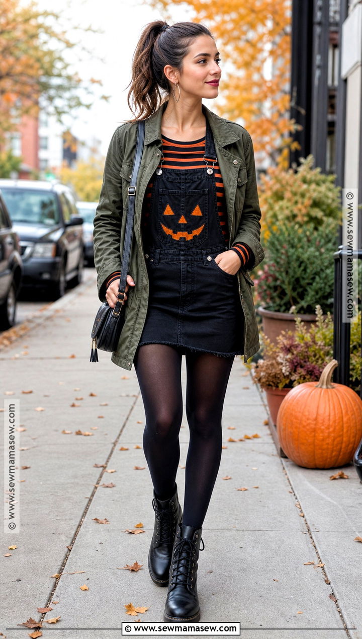 Black Denim Halloween Dress With Combat Boots - 30 halloween dresses
