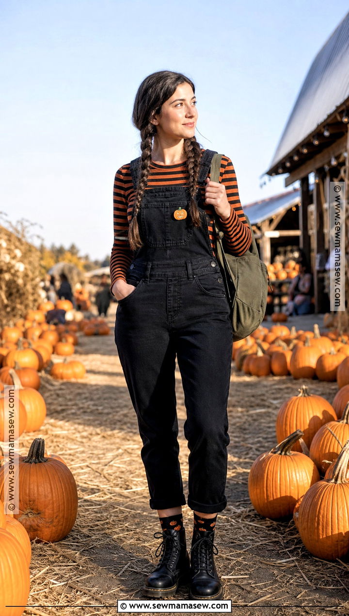 Black Denim Overalls Spooky Season Outfit - 30 Spooky Season Outfits