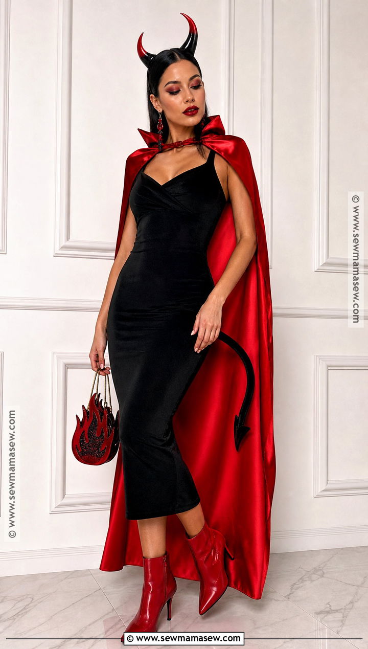 Black Devil Costume With Red Cape - 30 Devil Halloween Costume Ideas for Women