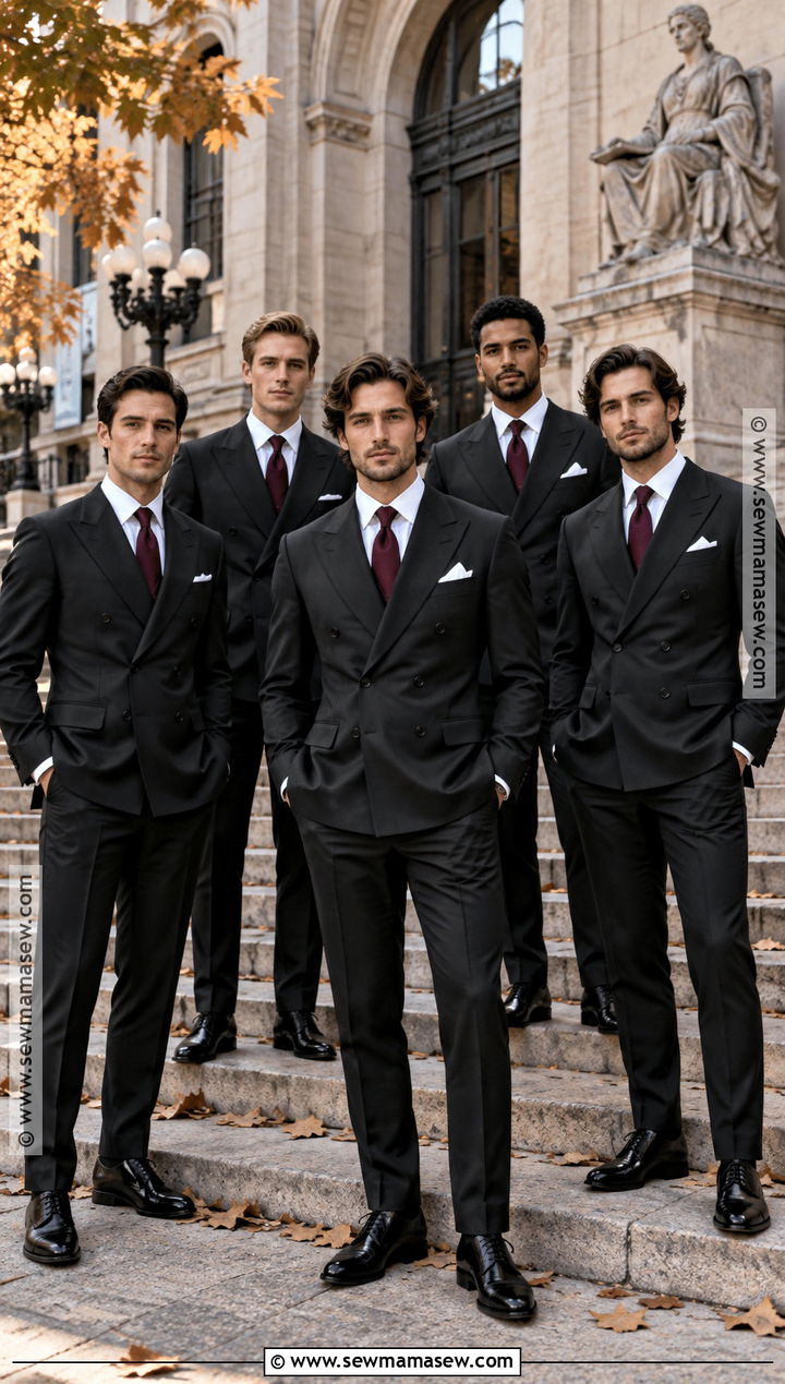 Black Double Breasted Groomsmen Suit - 15 fall wedding groomsmen attire black ideas