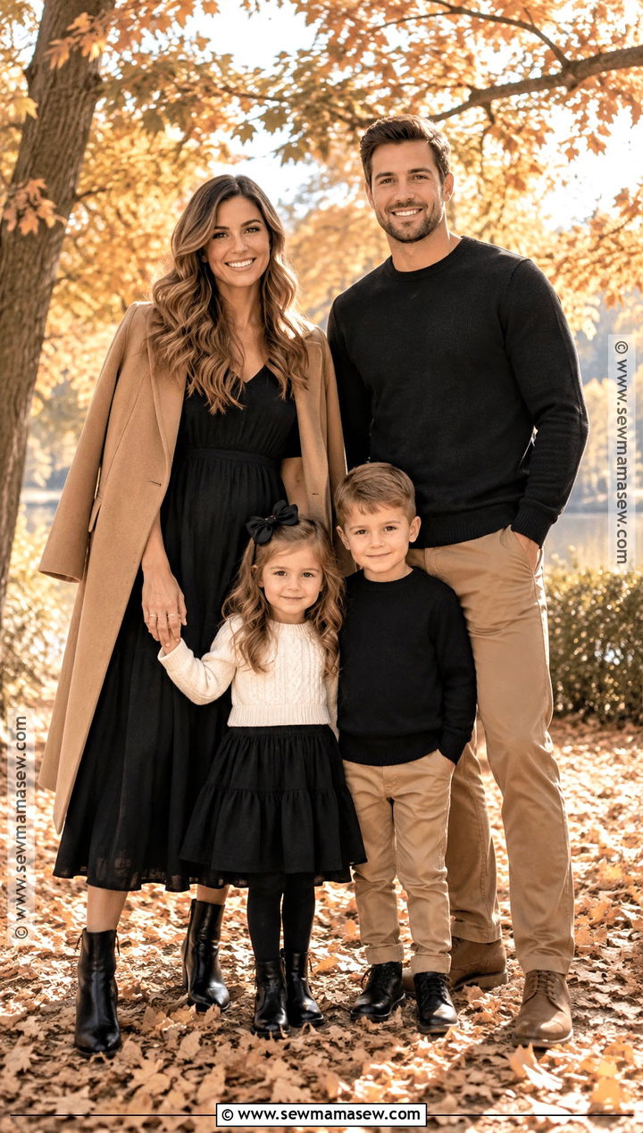 Black Dress And Camel Coat Family Picture Outfit - 15 black fall outfits family pictures