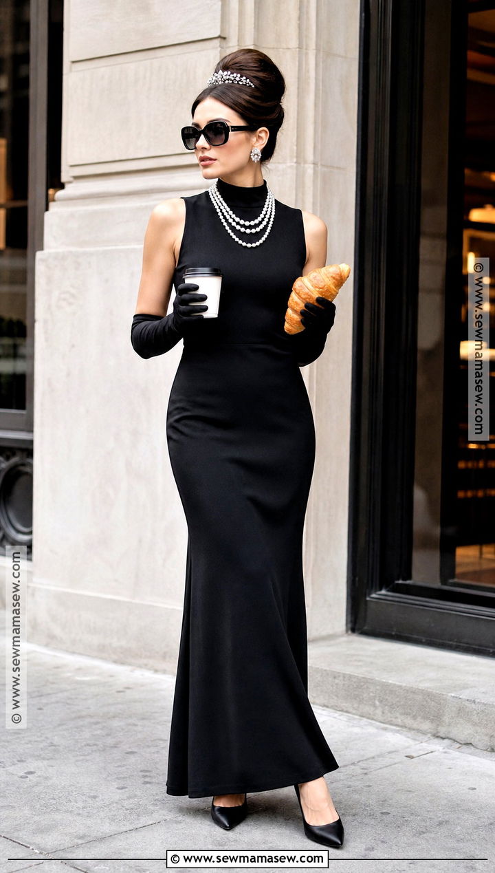 Black Dress Holly Golightly Costume With Coffee And Pastry - 30 holly golightly costume ideas