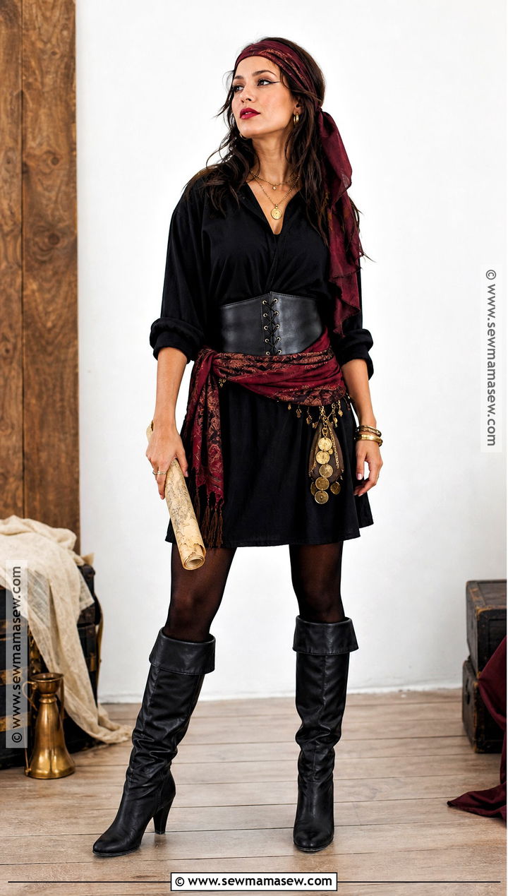Black Dress Pirate Costume - 30 Simple Pirate Costume Ideas for Women