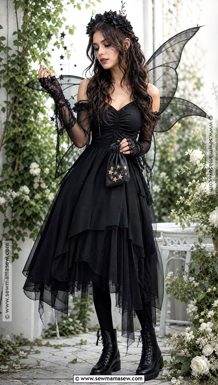 Black Fairy Costume With Sheer Wings - 35 all black costume ideas