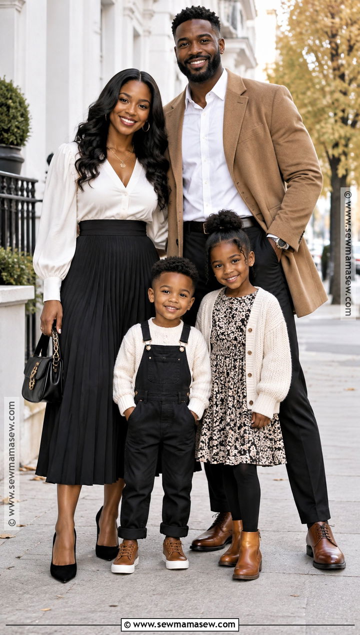 Black Family Fall Photoshoot Outfits in Black and White - 15 black family fall photoshoot outfits