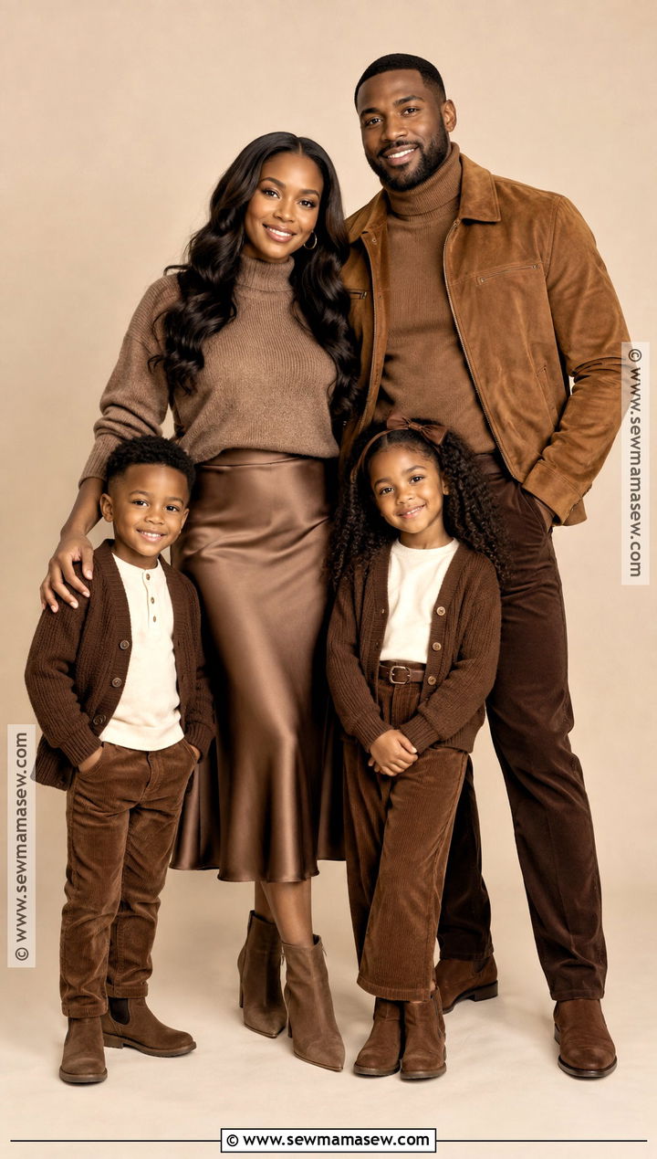Black Family Fall Photoshoot Outfits in Chocolate Brown - 15 black family fall photoshoot outfits