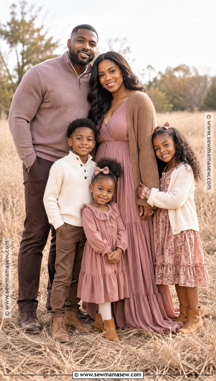 Black Family Fall Photoshoot Outfits in Mauve and Mocha - 15 black family fall photoshoot outfits