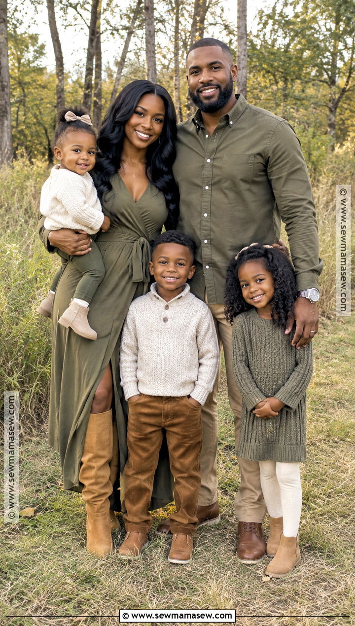 Black Family Fall Photoshoot Outfits in Olive and Tan - 15 black family fall photoshoot outfits