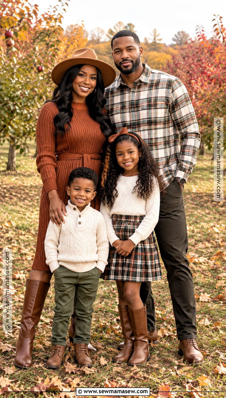 Black Family Fall Photoshoot Outfits in Plaid and Neutrals - 15 black family fall photoshoot outfits