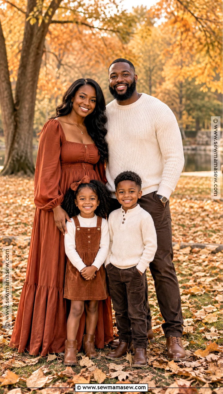 Black Family Fall Photoshoot Outfits in Rust and Cream - 15 black family fall photoshoot outfits