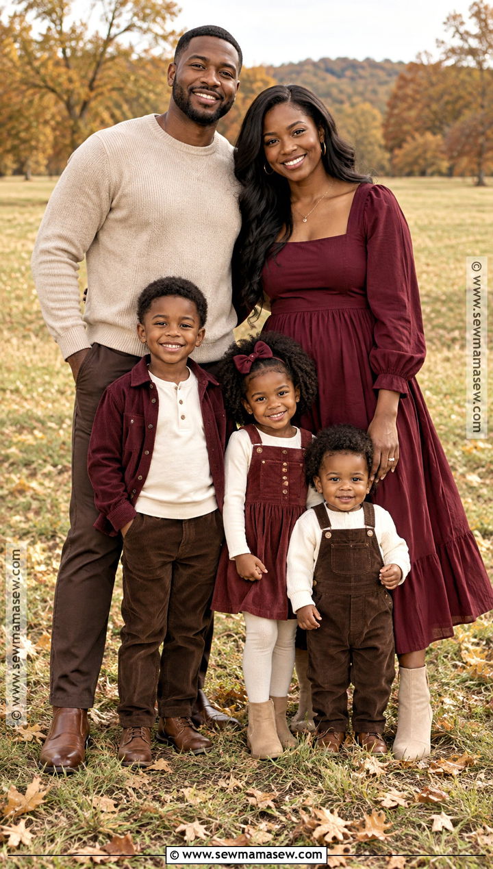 Black Family Fall Pictures Outfits In Burgundy And Beige - 25 black family fall pictures outfits