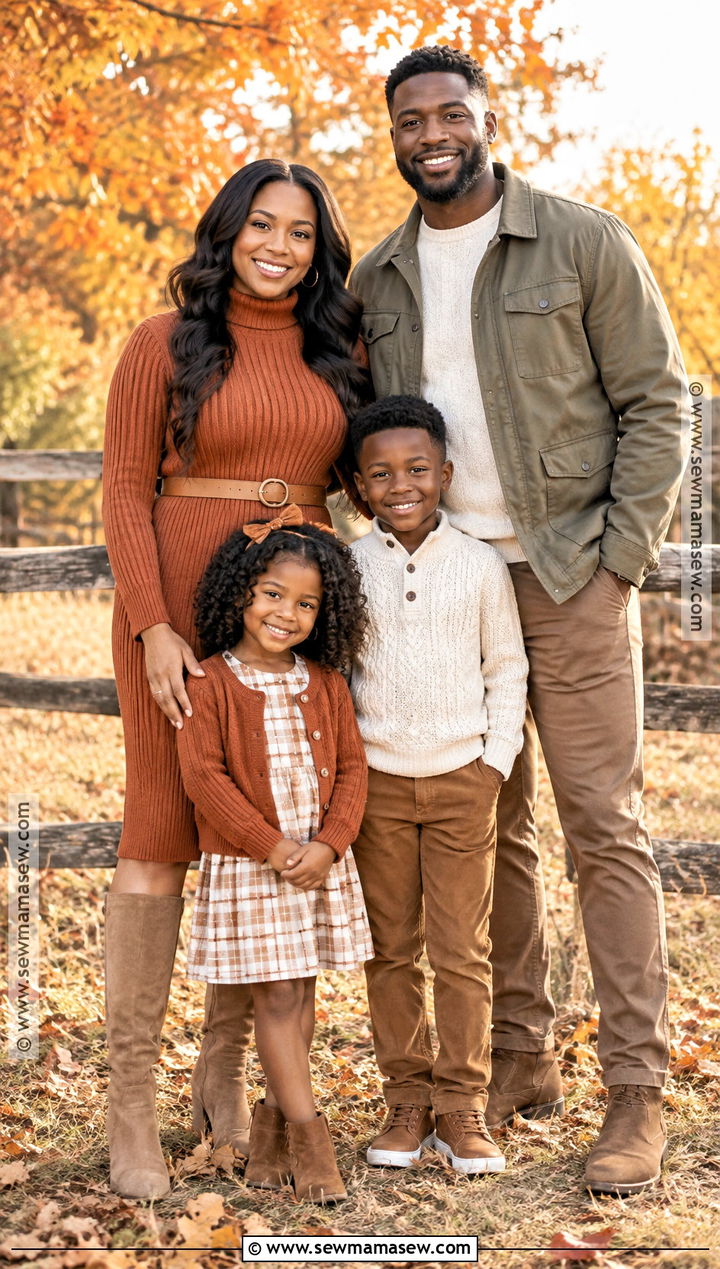 Black Family Fall Pictures Outfits In Burnt Orange And Khaki - 25 black family fall pictures outfits
