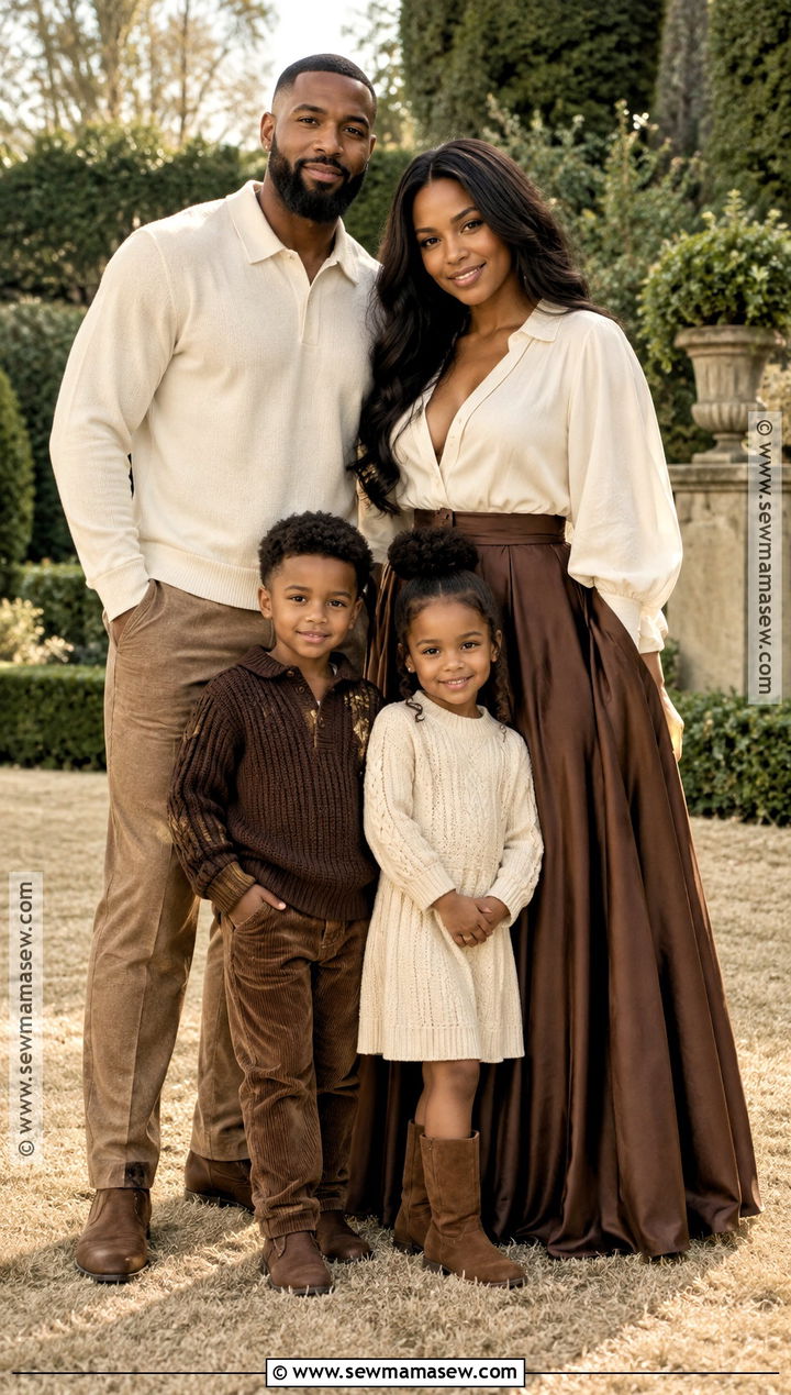 Black Family Fall Pictures Outfits In Chocolate Brown And Ivory - 25 black family fall pictures outfits