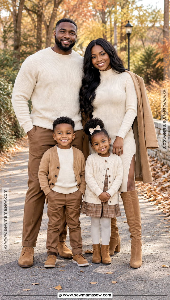 Black Family Fall Pictures Outfits In Cream And Camel - 25 black family fall pictures outfits
