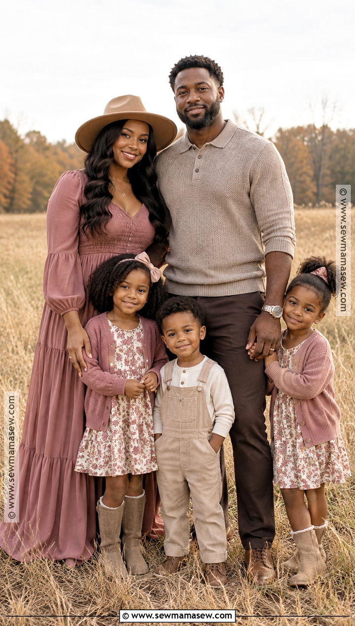 Black Family Fall Pictures Outfits In Mauve And Taupe - 25 black family fall pictures outfits