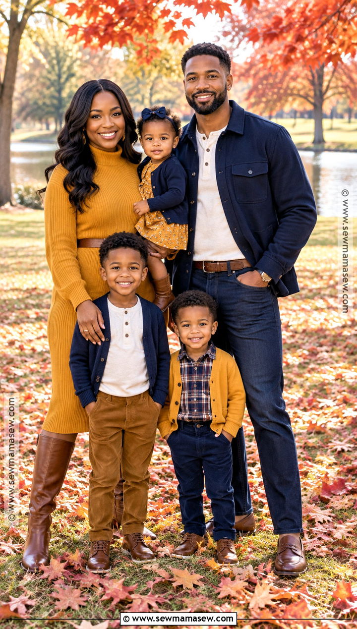Black Family Fall Pictures Outfits In Mustard And Navy - 25 black family fall pictures outfits