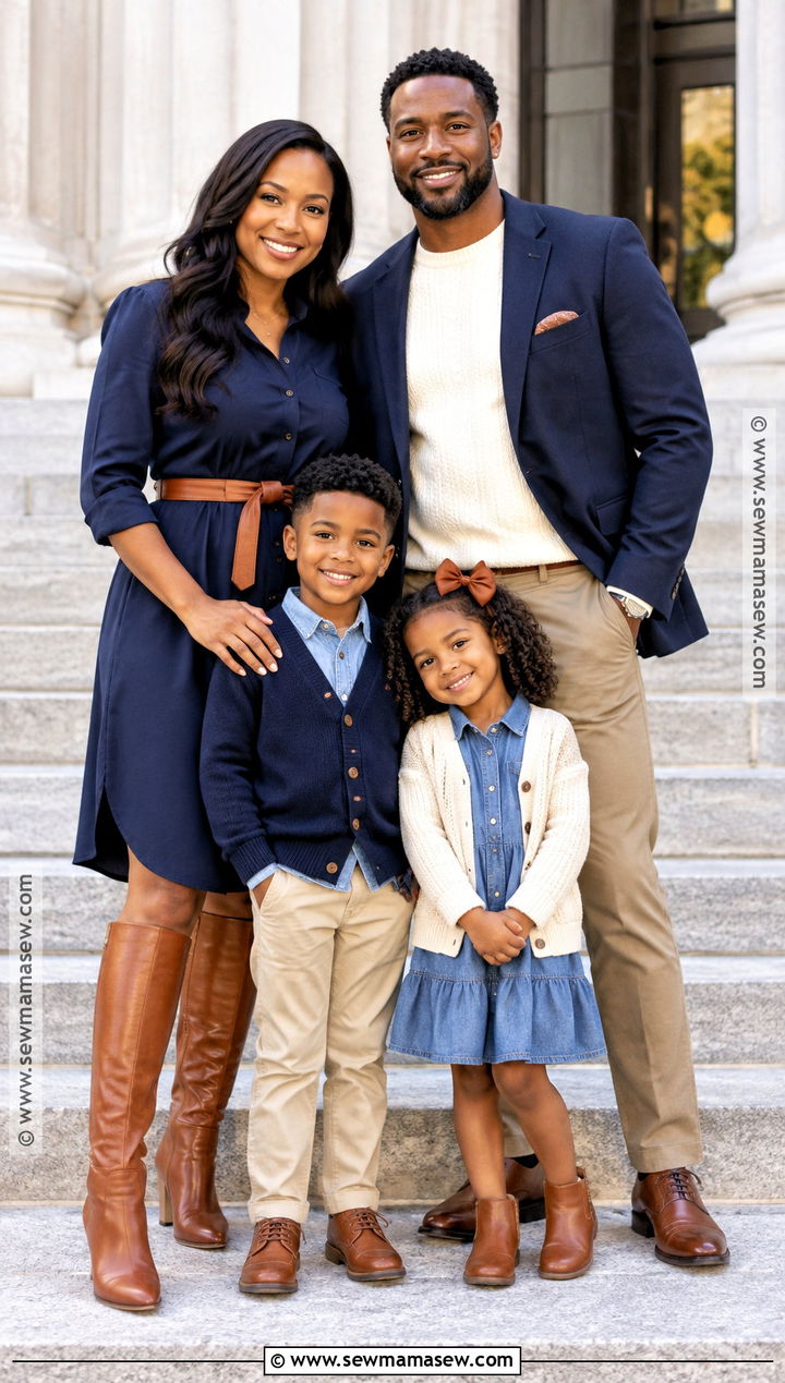 Black Family Fall Pictures Outfits In Navy And Cognac - 25 black family fall pictures outfits