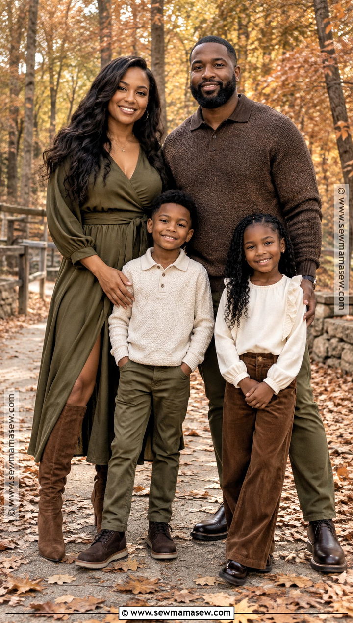 Black Family Fall Pictures Outfits In Olive And Brown - 25 black family fall pictures outfits