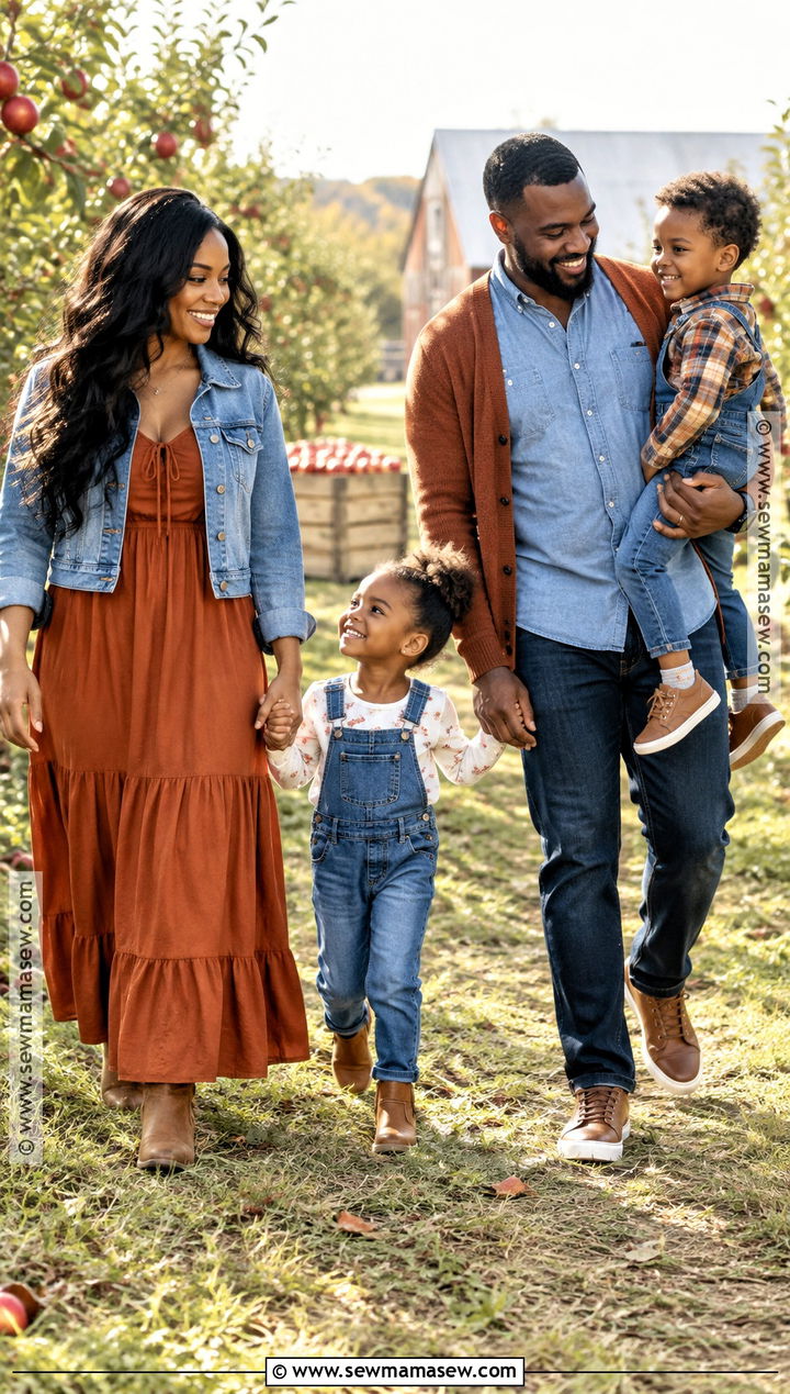 Black Family Fall Pictures Outfits In Rust And Denim - 25 black family fall pictures outfits
