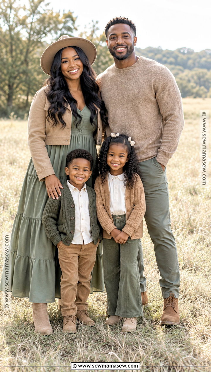 Black Family Fall Pictures Outfits In Sage And Tan - 25 black family fall pictures outfits