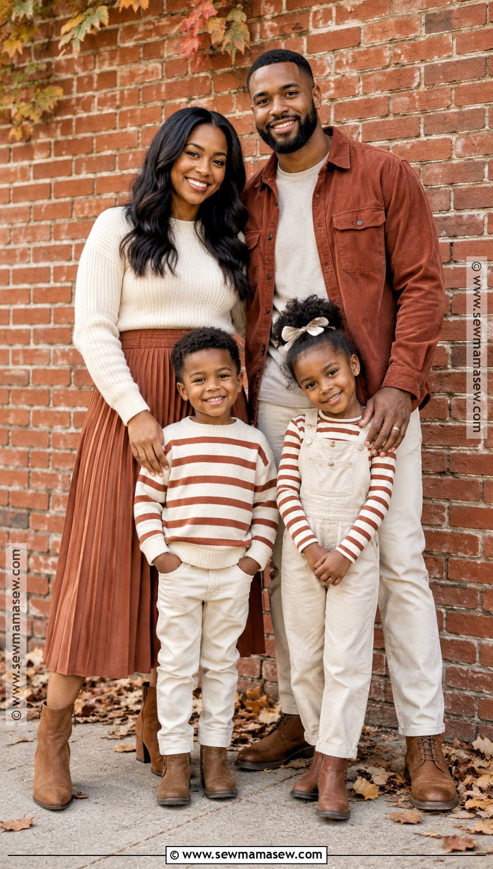 Black Family Fall Pictures Outfits In Terracotta And Cream - 25 black family fall pictures outfits