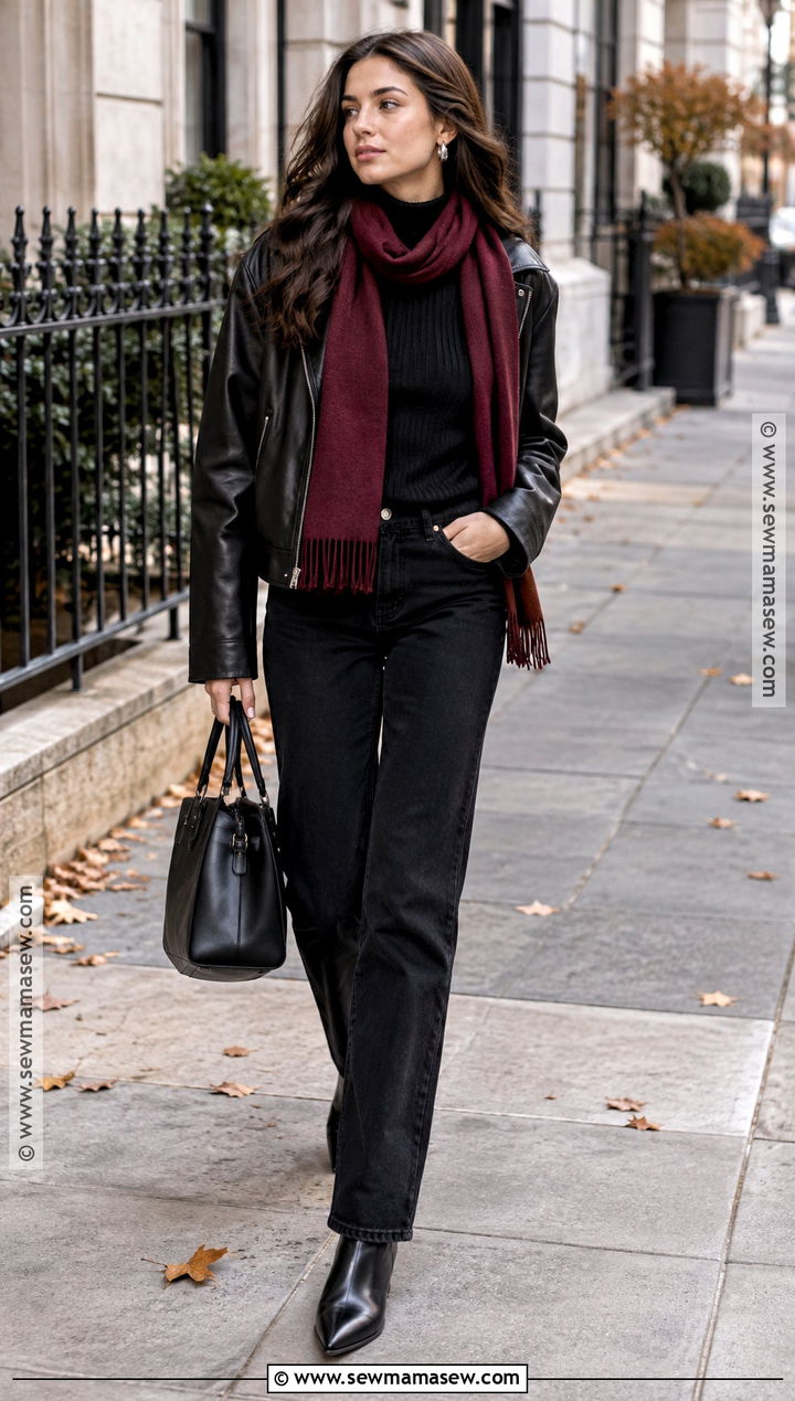Black Faux Leather Jacket With Black Jeans - 20 black jacket fall outfit ideas