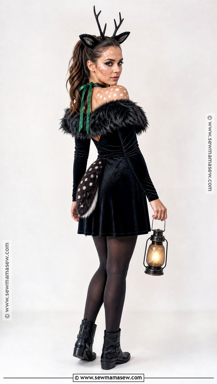 Black Fawn Costume With Velvet Dress - 30 fawn halloween costume ideas