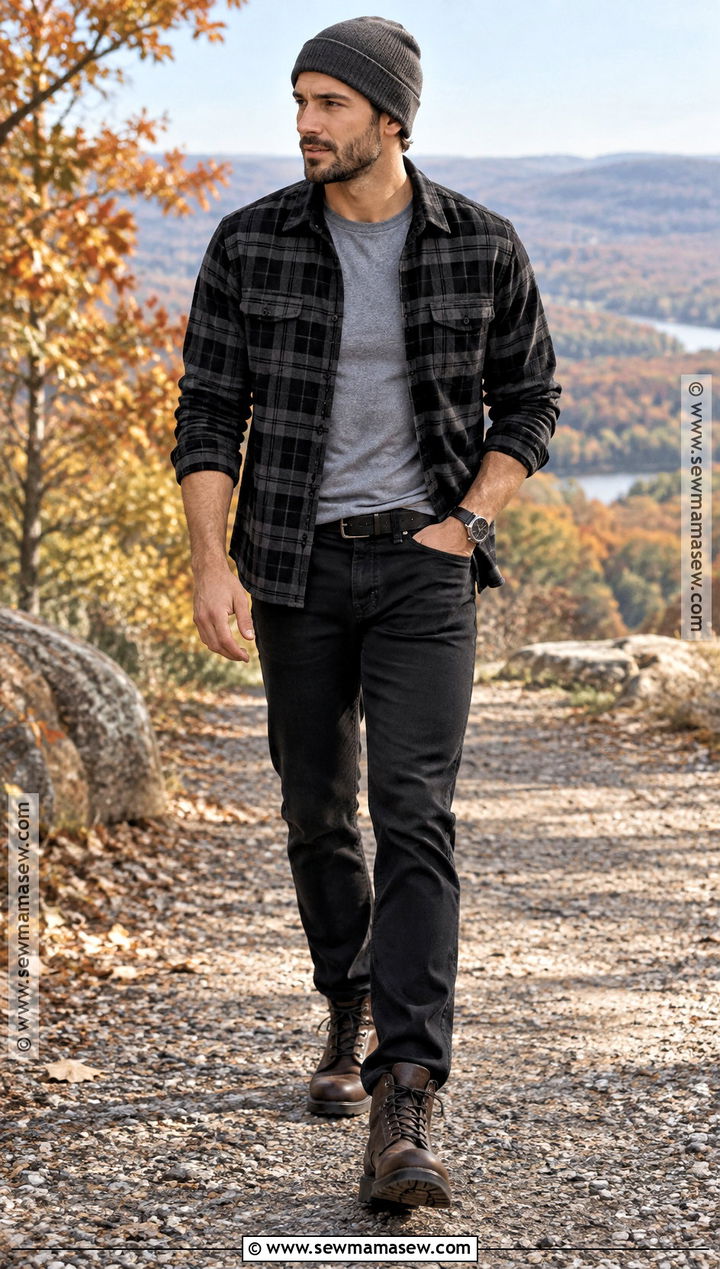 Black Flannel Shirt Fall Outfit - 15 fall outfit black ideas for men