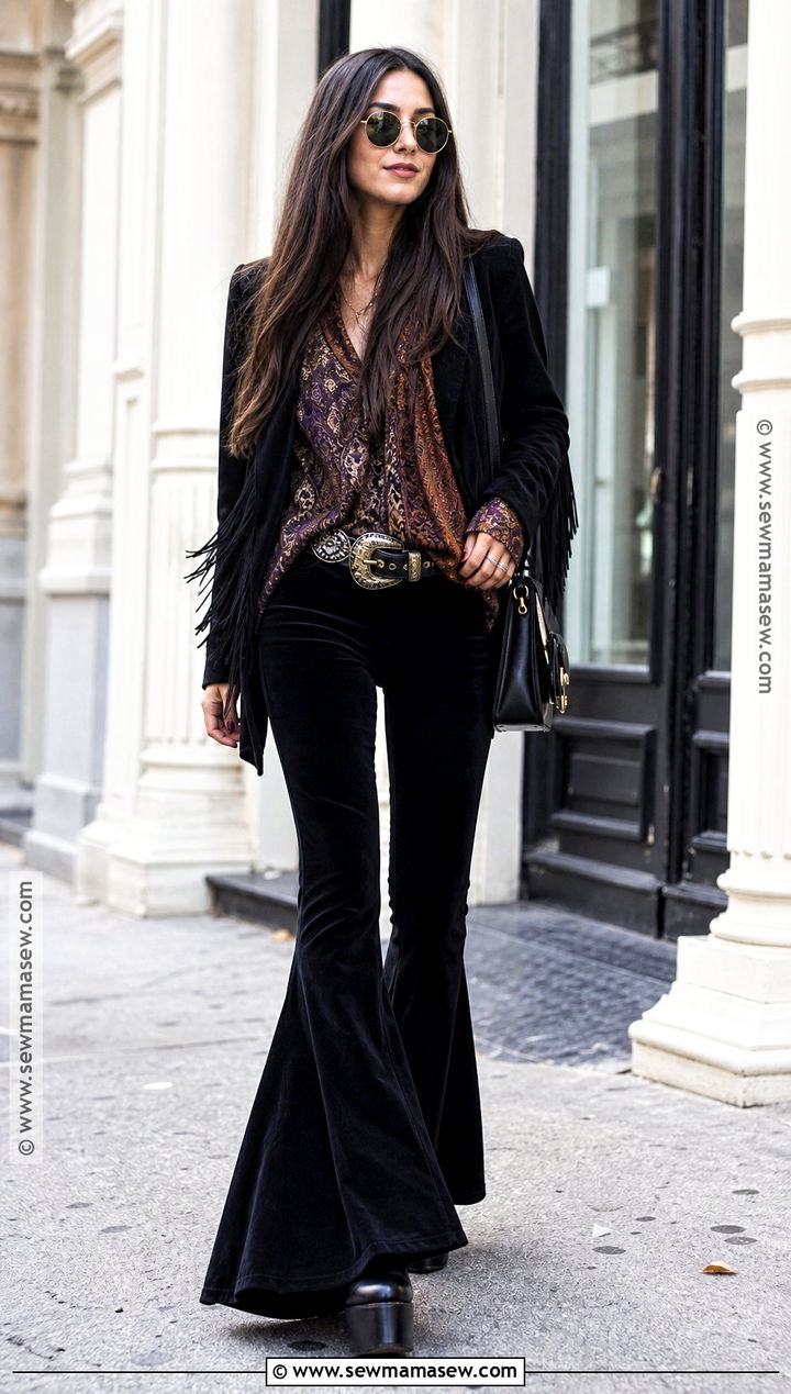 Black Flared Pants Boho Witch Outfit - 30 Boho Witch Outfits