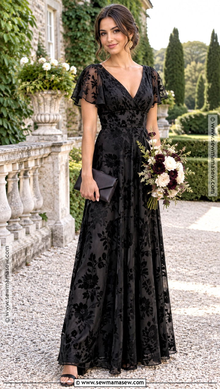 Black Floral Burnout Bridesmaid Dress - 15 Fall Themed Bridesmaid Dresses