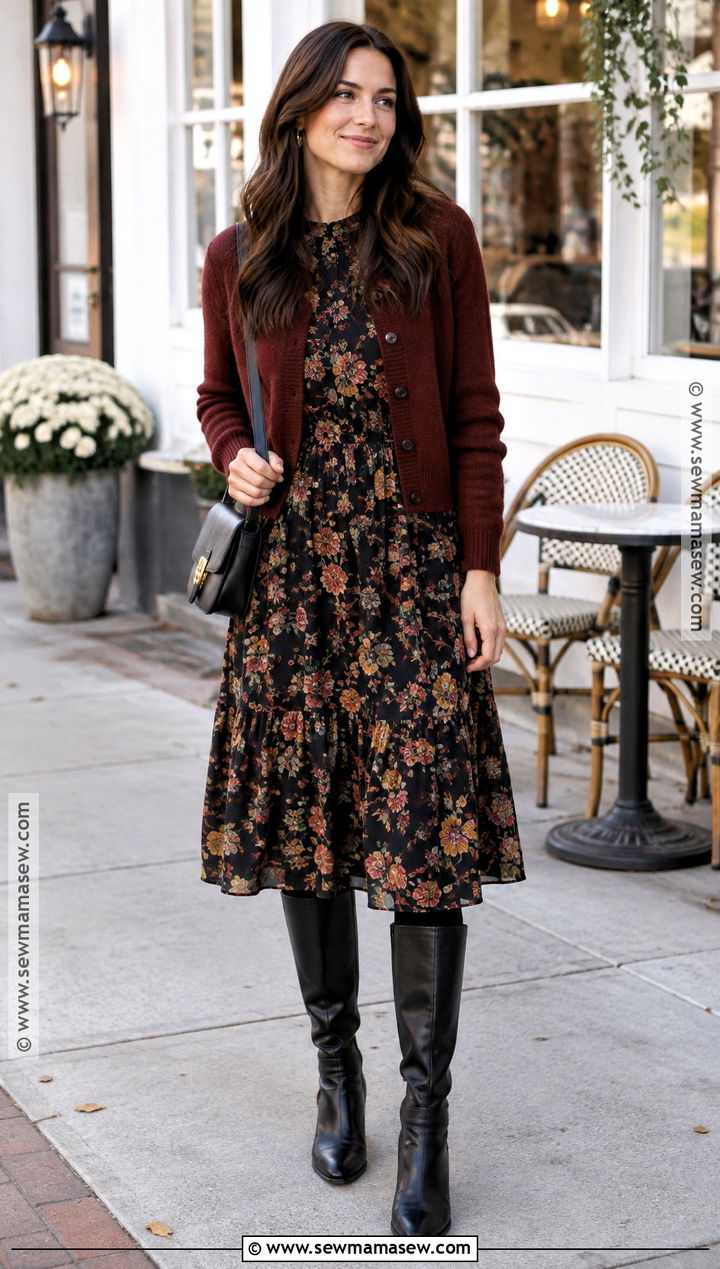 Black Floral Fall Dress - 20 fall fashion dresses
