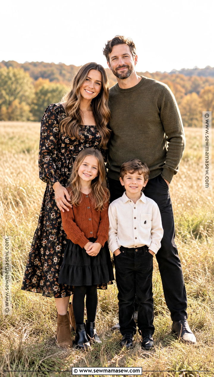 Black Floral Fall Family Picture Outfits - 15 family picture outfits fall black