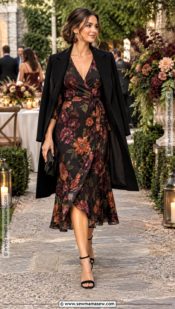 Black Floral Fall Wedding Guest Dress - 20 fall color dresses for wedding guest
