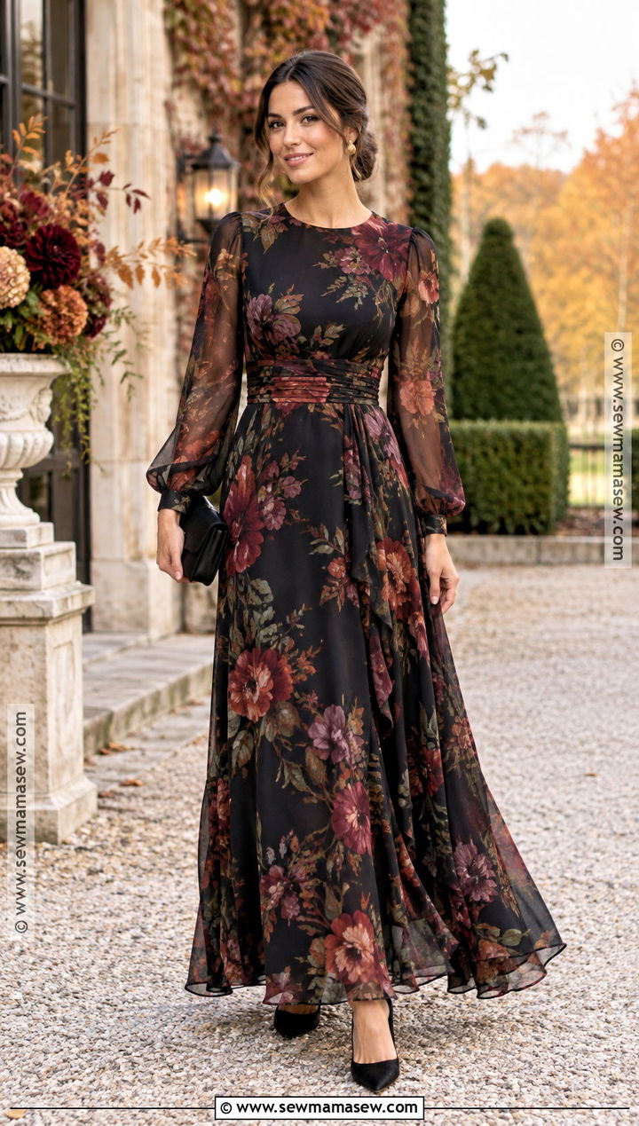 Black Floral Formal Wedding Guest Maxi Dress - 15 October Formal Wedding Guest Dress Ideas