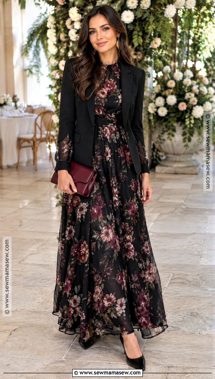 Black Floral Maxi Dress Outfit - 15 october wedding dress ideas
