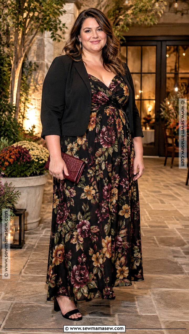 Black Floral Maxi Dress Outfit - 15 casual wedding outfit guest fall ideas
